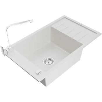Mexen Elias гранитна мивка с 1 отделение, отцедник и кухненски смесител Rita, (6511-20-670300-00)