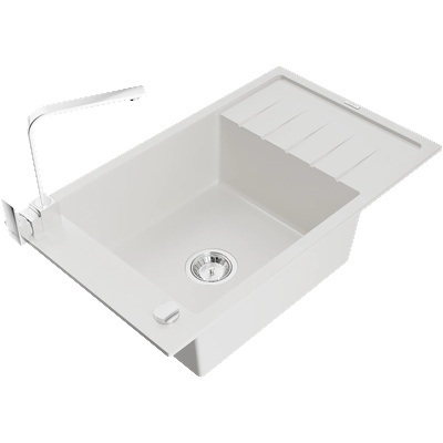 Mexen Elias гранитна мивка с 1 отделение, отцедник и кухненски смесител Rita, (6511-20-670300-00)