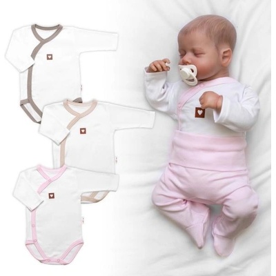 Baby Nellys Rostoucí výhodná sada 3x Body zap. bokem Nature růžová béžová taupe – Zboží Mobilmania