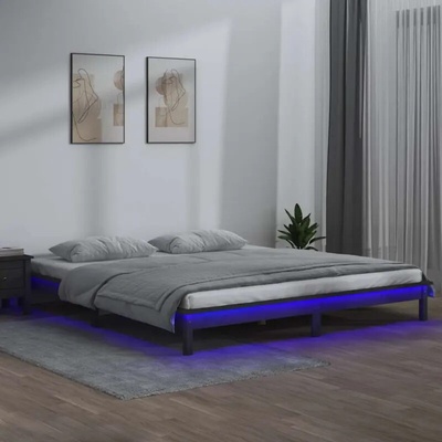 Petrashop 820643 Rám postele s LED šedý / masivní dřevo