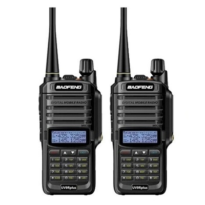 Baofeng Комплект 2 броя, Baofeng UV-9R plus, Водоустойчива двубандова радиостанция, до 50км обхват, 10W (UV-9R plus Duo)