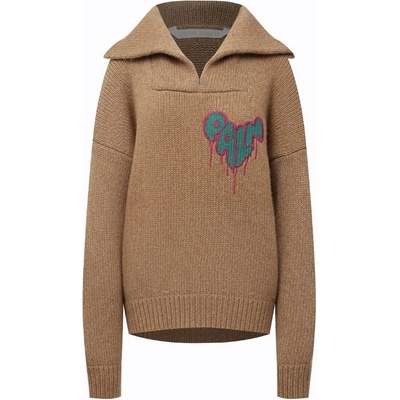 Palm angels Суичър PALM ANGELS Women's Heart Tnck Knitted Hoodie - Brown Fuc