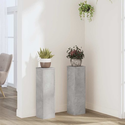 vidaXL Стойки за растения 2 бр бетонно сив 17x17x60 см инженерно дърво (852936)