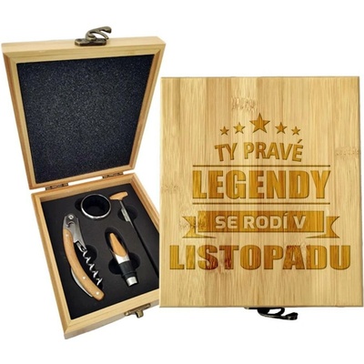 Sablio Dárková sada na víno Ty pravé legendy se rodí v listopadu: 147×168×49 mm