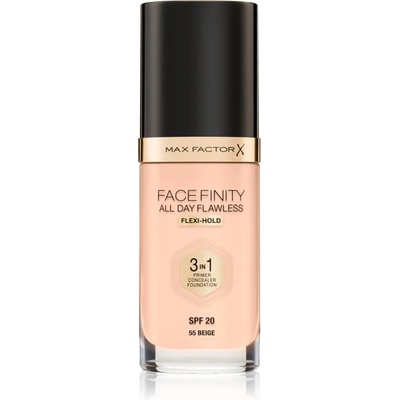 MAX Factor Facefinity All Day Flawless дълготраен фон дьо тен SPF 20 цвят 55 Beige 30ml
