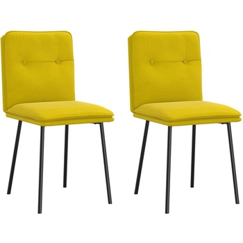 vidaXL Трапезни столове, 2 бр, жълти, кадифе (4101316)