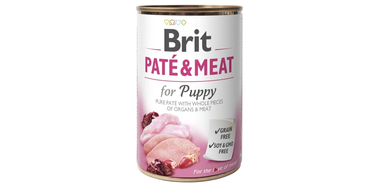  Konzerva pre šteňatá Brit Paté & Meat s kuracím a morčacím mäsom 400 g