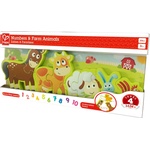 Hape Дървен пъзел, Hape, Числа и селскостопански животни, 10 части (H1628)