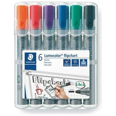 STAEDTLER "Lumocolor 356" 2 мм, коничен, 6 различни цвята Комплект маркери за флипчарт (356 WP6)