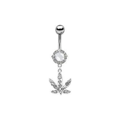 S4U Piercing do pupíku list marihuany (čirá) WP01130-C