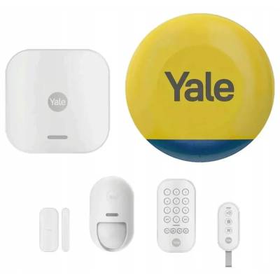 Yale Стартов комплект за интелигентна аларма Yale 6 елемента - Контролен блок, Сирена, Клавиатура, Дистанционно управление, Детектор за движение, Детектор за прозорци/врати (AL-SK3-1A-EU)