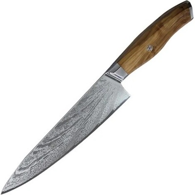 KnifeBoss Damaškový nôž kuchársky Chef 8" Olive AUS10V