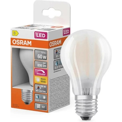 Osram LED žárovka LED E27 A60 5,8W = 60W 806lm 2700K Teplá bílá 300° CRI90 Filament Stmívatelná SUPER STAR+ OSRSTALL2205