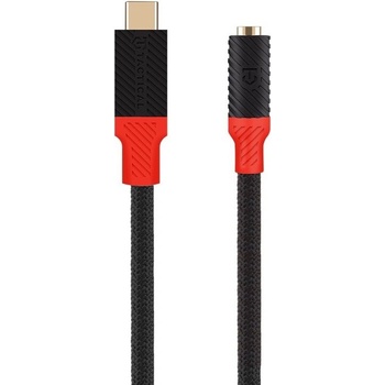Tactical Пасивен адаптер USB-C мъжко към 3.5 мм женско за устройства с USB-C порт (10 см) - Tactical Pin4Fun USB-C Male to 3.5 mm Adapter (черен-червен) (57983121235)