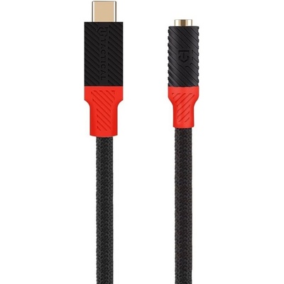 Tactical Пасивен адаптер USB-C мъжко към 3.5 мм женско за устройства с USB-C порт (10 см) - Tactical Pin4Fun USB-C Male to 3.5 mm Adapter (черен-червен) (57983121235)
