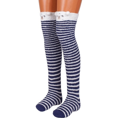 Дамски раирани 7/8 чорапи в синьо и бяло
