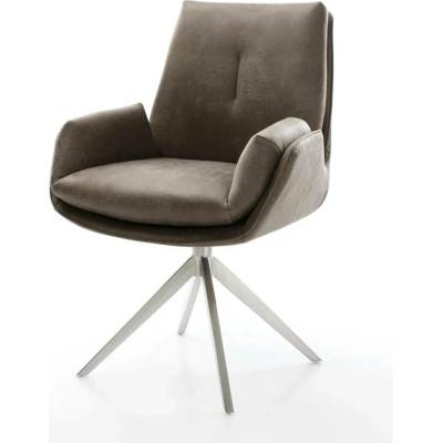 Delife Clea-Flex mikrovlákno taupe vintage křížová podnož široká nerezová ocel