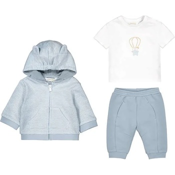 Mayoral Анцуг 3 части с бяла тениска, суичър и панталон в син цвят за новородено момче Mayoral