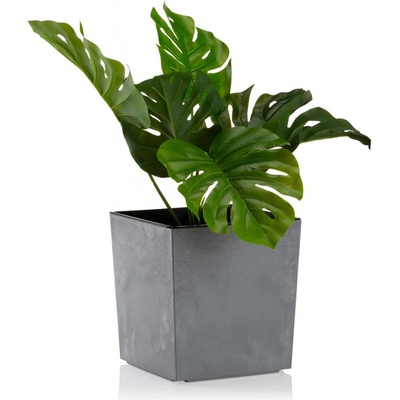HowHomely PLASTOVÝ KVETINÁČ FLORE 19X19 CM IMITÁCIA BETÓNU SIVÁ