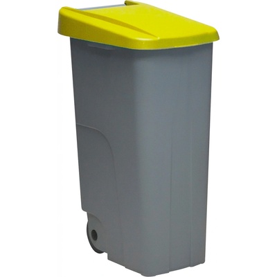 Denox odpadkový koš RECICLO na tříděný odpad 110 L, žluté víko, plastový s kolečky 23450_5