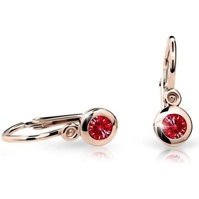 Danfil dětské náušnice C1537 z růžového zlata s kamínkem Ruby Dark zapínání brizura