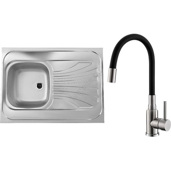 Alveus seta24019 -Кухненска мивка classic+смесител за мивка mintas 34 см стомана/черен (av0143)