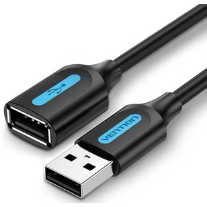 Vention USB-A 2.0/M - USB-A 2.0/F, (удължител, PVC черен), 1 м, кабел