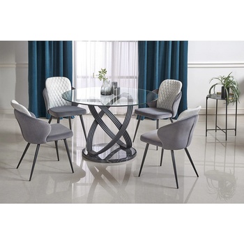 Halmar Кръгла маса optico стъкло / черно, черен мрамор