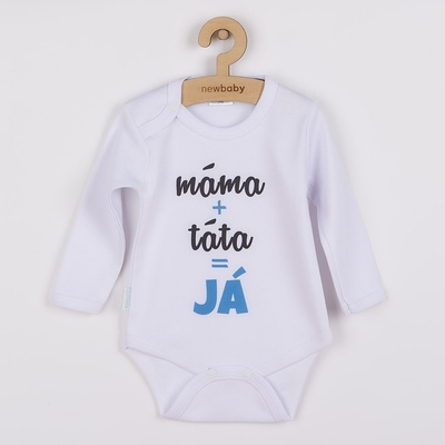 Body s potiskem New Baby máma plus táta rovná se JÁ modrá