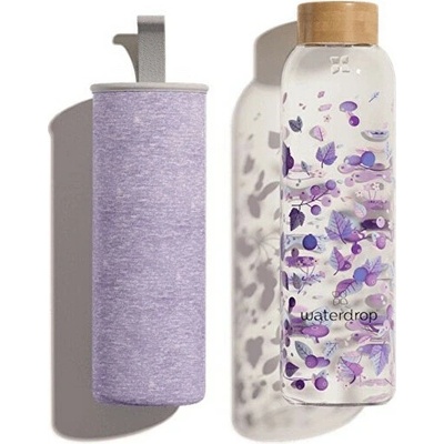 Waterdrop Glass Waterdrop Edition sklenená fľaša na vodu 600 ml + obal na fľašu