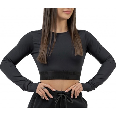 Nebbia Long Sleeve Crop Top INTENSE Perform Black