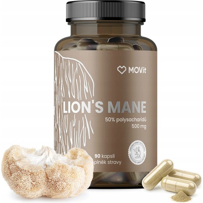 MOVit Lions mane 50% polysacharidů 500 mg 90 kapslí