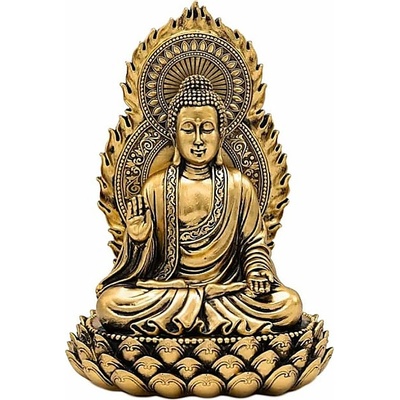 Nefertitis Buddha na lotosovém květu Abhaya mudra soška 27 cm - cca 15,5 x 19 x 27 cm