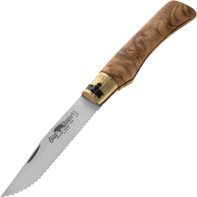OLD BEAR XL - STAINLESS STEEL, OLIVE HANDLE, SERRATED BLADE 9337/23_LU