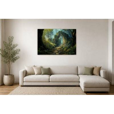 Obraz na plátně – Lesní cesta pod zarostlým obloukem 135 × 90 cm