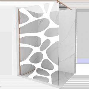 Mexen Kioto душ кабина Walk-in 120 x 200 cm, бяла вълна 8 мм, четкан мед - 800-120-101-65-97 (800-120-101-65-97)