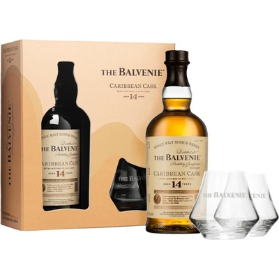 Balvenie 14YO Caribean Cask 43% 0,7 l (dárkové balení 2 sklenice)