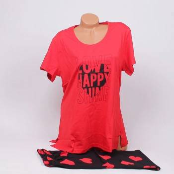 Image 1 of Макси пижама в червено и черно със сърца и надпис