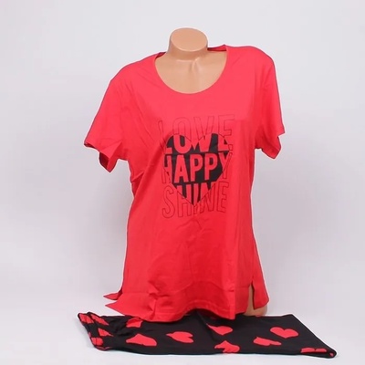 Макси пижама в червено и черно със сърца и надпис