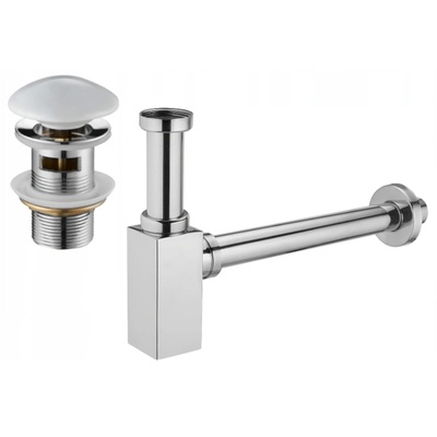 Mexen квадратен сифон за мивка с керамична тапа клик-клак, с преливник, (7992060-02)