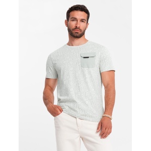 Ombre Clothing Мъжка памучна тениска с печат на букви и джоб - жълто-зелена V4 S2042 Ombre Clothing Ombre Clothing | Zhalt | МЪЖЕ | S