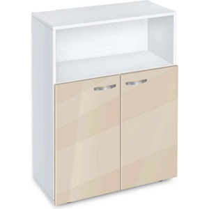 Bogdan Furniture G Етажерка BM-Ava-3 с вратички, крем гланц с бяло гладко