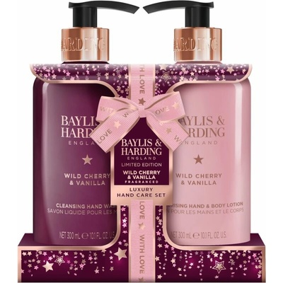 Baylis & Harding Wild Cherry & Vanilla Wild Cherry & Vanilla Luxury Hand Care tekuté mýdlo 300 ml + Wild Cherry & Vanilla Luxury Hand Care 300 ml kosmetická sada
