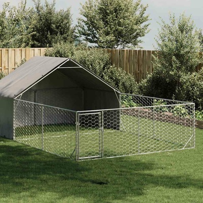 vidaXL Venkovní psí kotec s výběhem a střechou 600 x 300 x 190 cm pozinkovaná ocel 9799.3329242