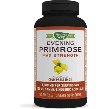 Nature's Way Вечерна иглика (масло) - висока концентрация - Хормонален баланс - Evening Primrose Max Strength, 1300 mg, 120 софтгел капсули (15419)