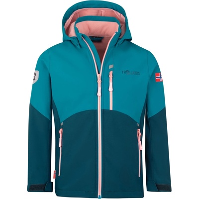 TROLLKIDS Детско софтшел яке Trollkids Girl's Balestrand Jacket Softshell jacket - Harbor Blue / Madeira Blue / Peony Rose - размер 152 (EU) (703-4379-0518)