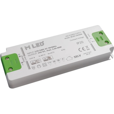 MLED, 60W Nábytkový napájecí zdroj, MLED-24V60W, 24V, 2,5A, IP20