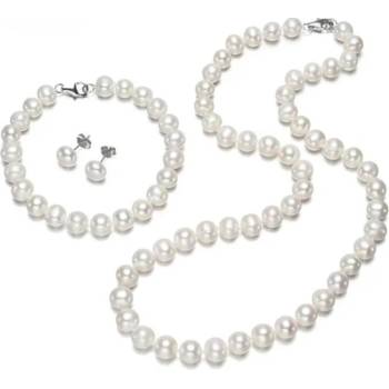 Olivie sada pravých bílých perel 7606