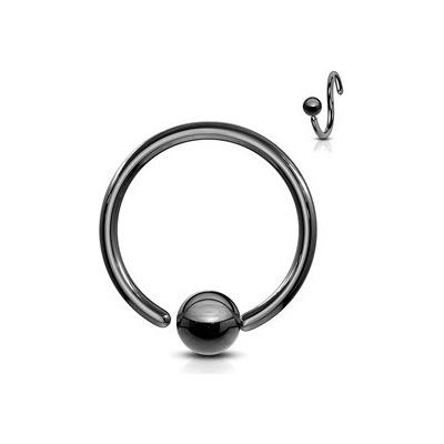 Šperky4U piercing kruh černý rozměr kulička K1002K-16063