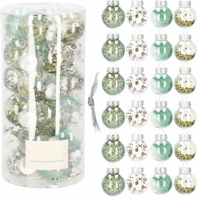 SPRINGOS Vianočné banky zeleno-zlaté s výplňou mix 5cm sada 24ks